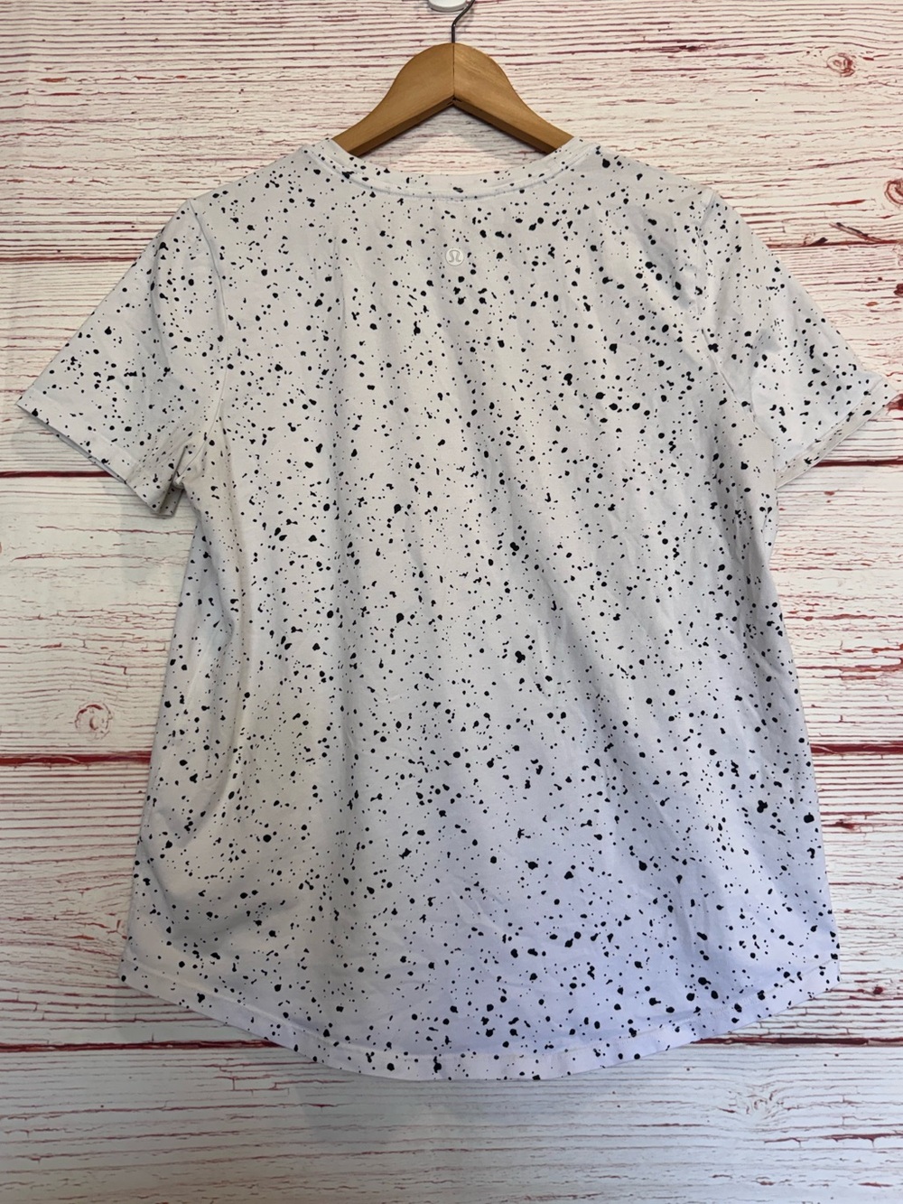 Lululemon Love Crew Short Sleeve Revitalize Splatter White Graphite Grey Sz 10 - Picture 5 of 6